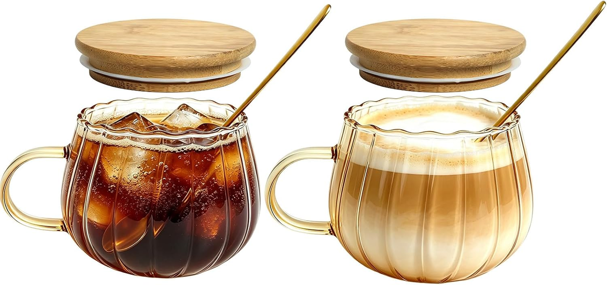 SZKLANKI 400 ML 2 SZTUKI SZKŁO BOROKRZEMOWE KSZTAŁT DYNI