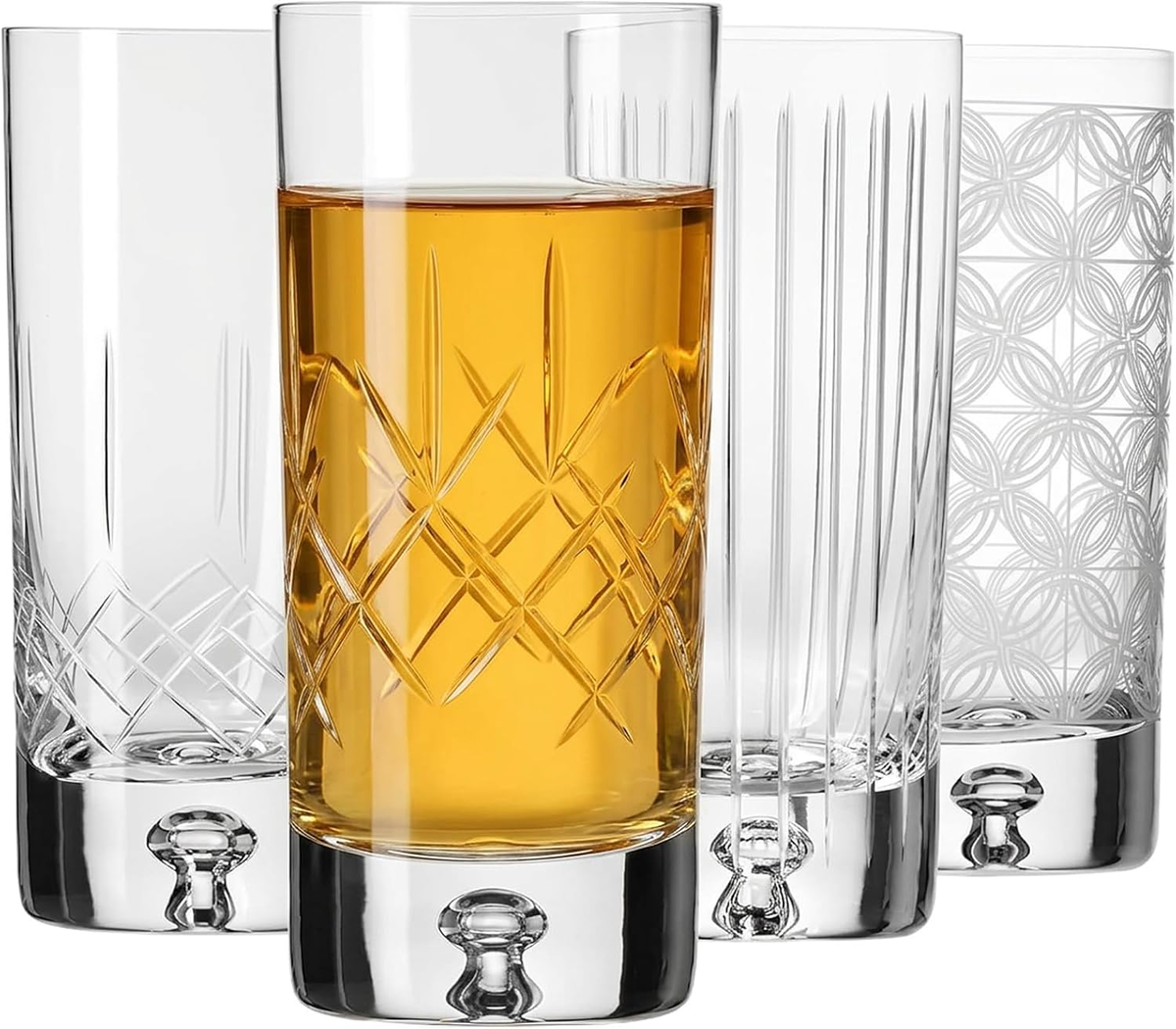SZKLANKI DO NAPOJÓW 4 SZTUKI 300 ML SZKŁO KRYCZTALOWE OZDOBNY SZLIF