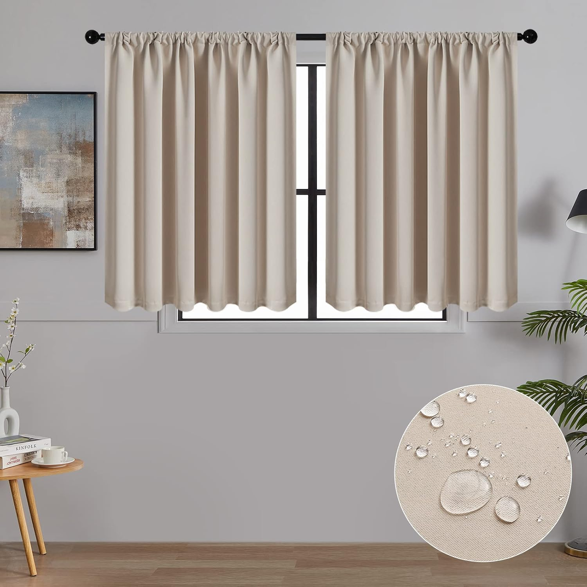 ZASŁONY 120X60CM 2 SZTUKI KUCHENNE ZACIEMNIAJĄCE WODOODPORNE NOWOCZESNE