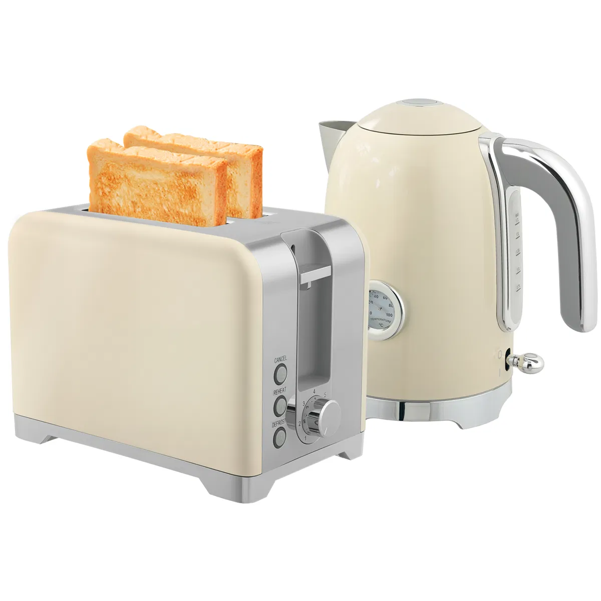 Homcom Zestaw tostera Kettle 2200 W czajnik ze stali nierdzewnej 1,7 l toster na 2 kromki z termostatem Otter filtrem przeciwkamieniowym