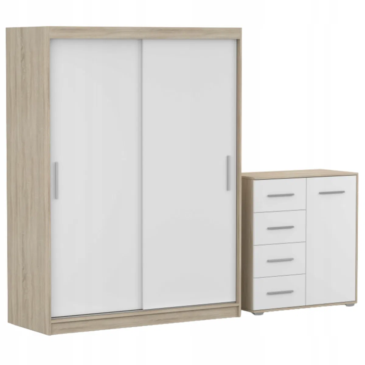 Idźczak Meble Zestaw VISTA 04 Szafa 150 Komoda FRIDA MINI 01 90 półki SB