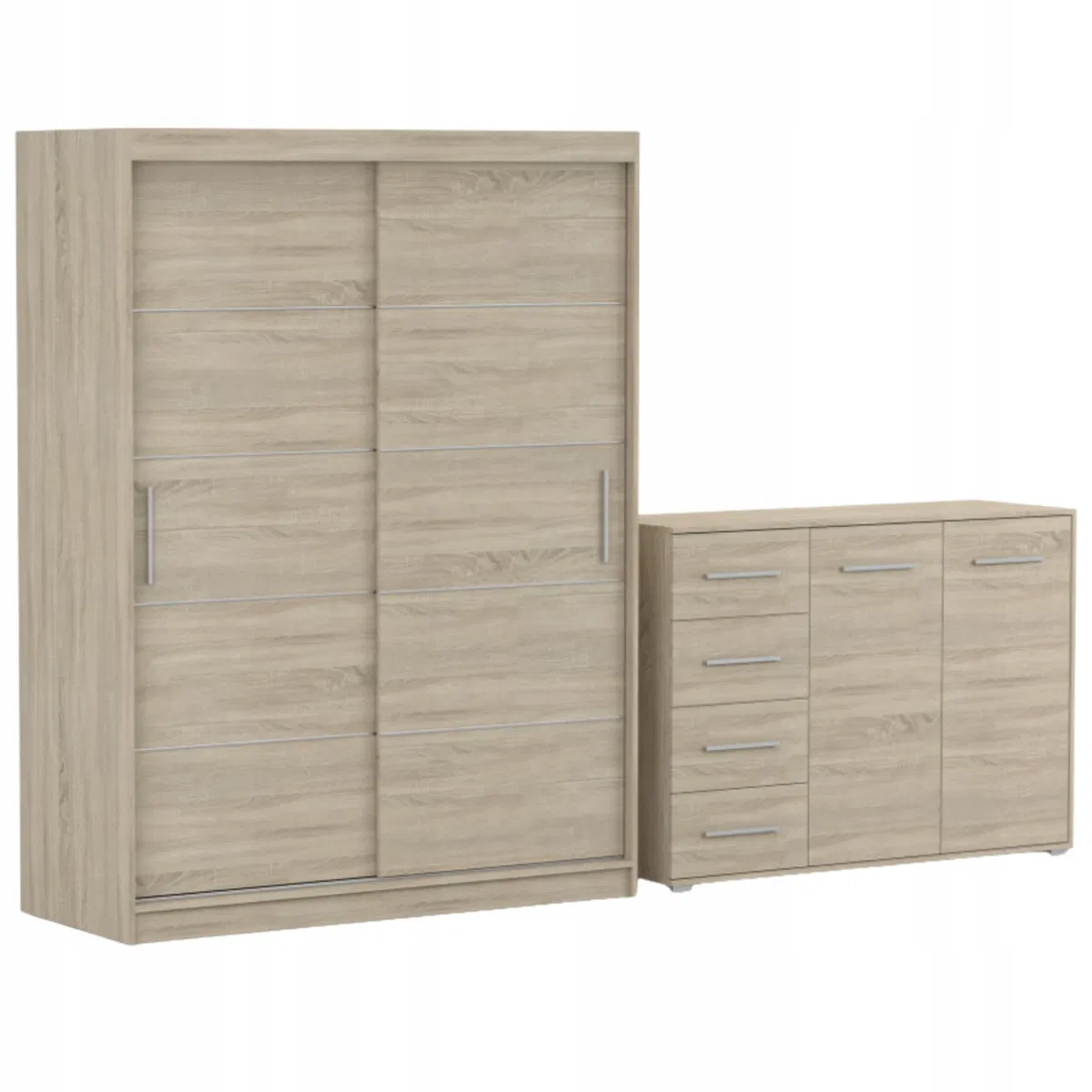 Idźczak Meble Zestaw VISTA 06 Szafa 150 Komoda FRIDA 01 135 półki SONOMA