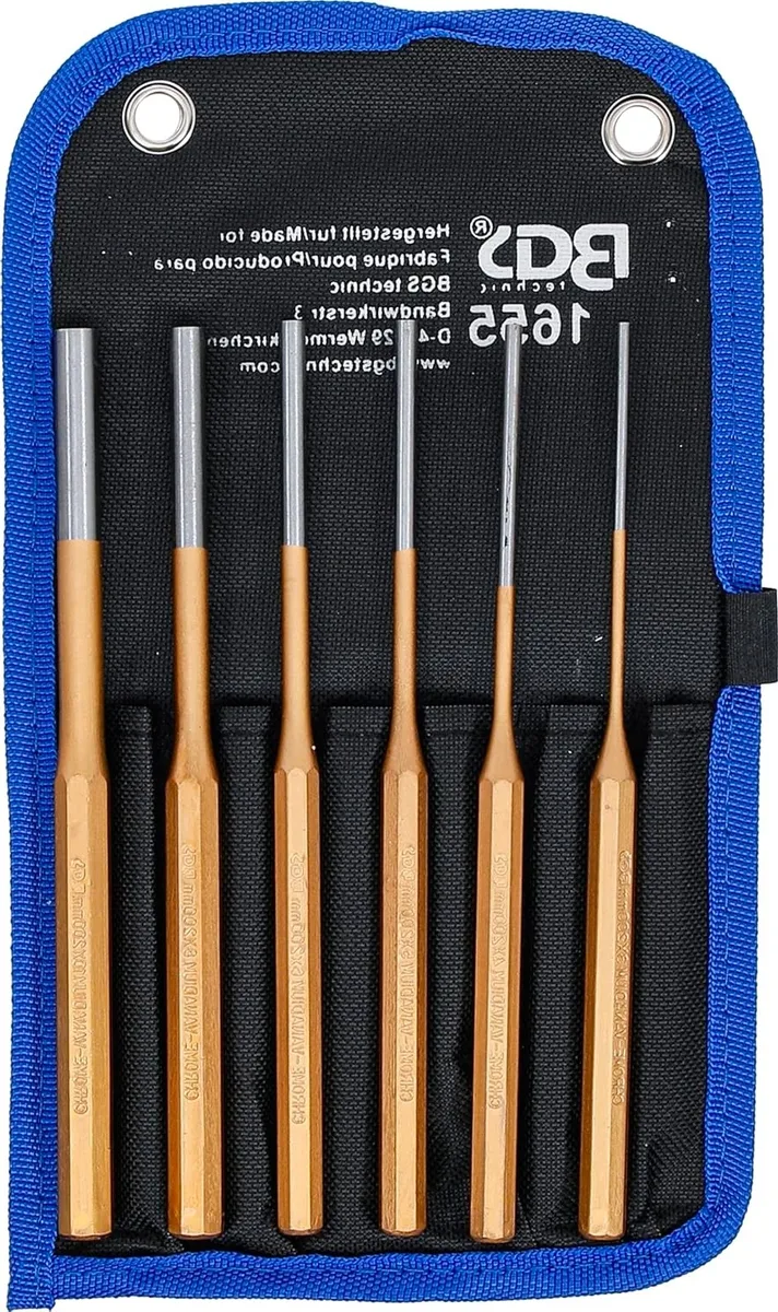 ZESTAW WYBIJAKÓW DO ZAWLECZEK 200 MM, 3–10 MM, 6 SZTUK W TORBIE