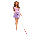 Barbie Fashionistas Lalka z laską dla niewidomych i w fioletowej spódniczce&nbsp;-&nbsp;Barbie