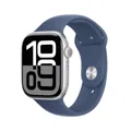 Apple Watch Series 10 GPS 46mm z aluminium w kolorze srebrnym z paskiem sportowym w kolorze denim - M/L&nbsp;-&nbsp;Apple