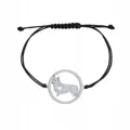 Bransoletka Srebrna z psem Welsh Corgi Pembroke 925 Sznurek GRAWER GRATIS&nbsp;-&nbsp;Mejk Jewellery