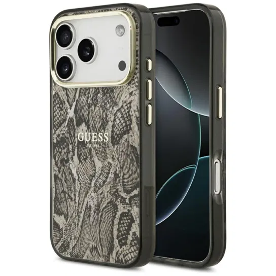 Etui Guess Python Pattern MagSafe do iPhone 17 Pro brązowy GUESS