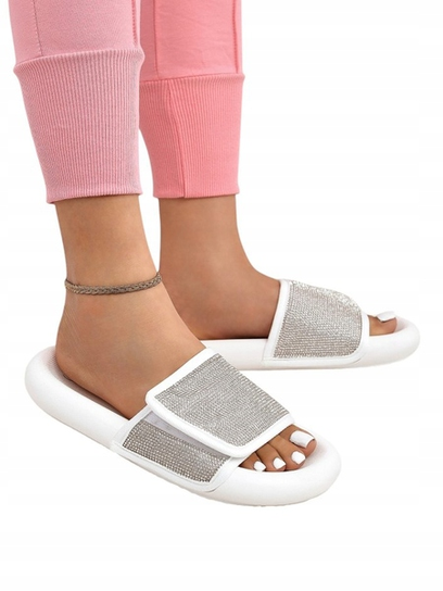 BIAŁE KLAPKI DAMSKIE SPARKLE STEP Inna marka