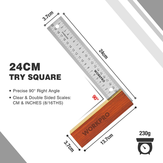Workpro Kątowniki stolarskie WORKPRO 2-częściowy zestaw 200 mm + 230 mm ...