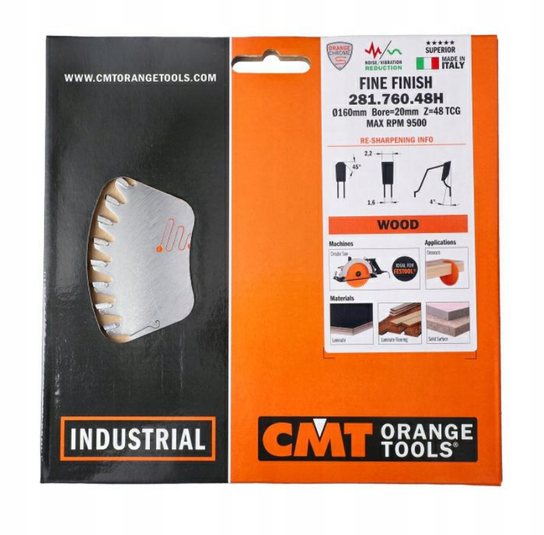CMT Piła chromowana wyciszona 160x20 mm 48Z TCG 281.760.48H - CMT ...