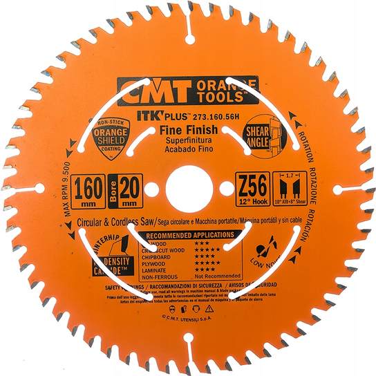CMT PIŁA ULTRA CIENKA DO DREWNA CIĘCIE POPRZECZNE 160x20 mm 56Z 273.160 ...