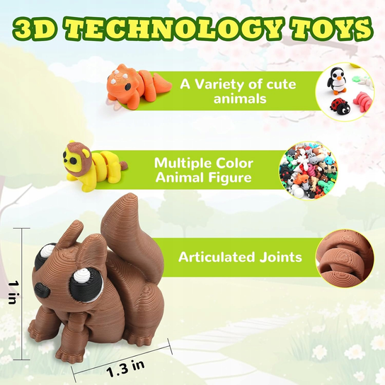 50 Mini Figurek Zwierząt 3D Ruchome Zabawki Fidget PLA - Inna marka ...