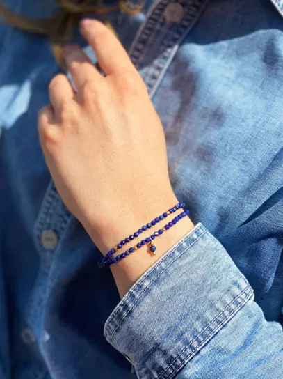 Bransoletka Lapis Lazuli Podwójna Brazi Druse Jewelry