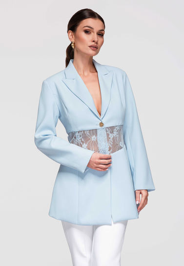Damen Blazer Tailliert Spitze Lang Ombre