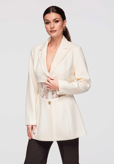 Damen Blazer Tailliert Spitze Lang Ombre