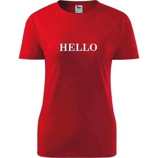 Damska Koszulka - Hello Czerwony M ESTAMPADO