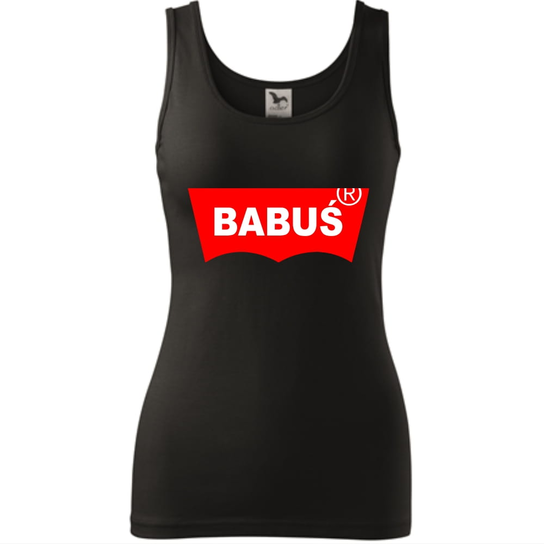 Damski Tank Top - Babuś Czarny M ESTAMPADO