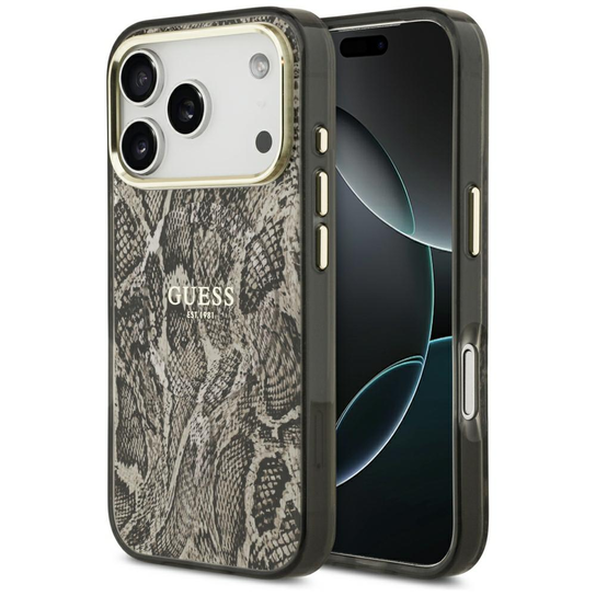 Etui Guess Python Pattern do iPhone 18 Pro / 17 Pro brązowy GUESS