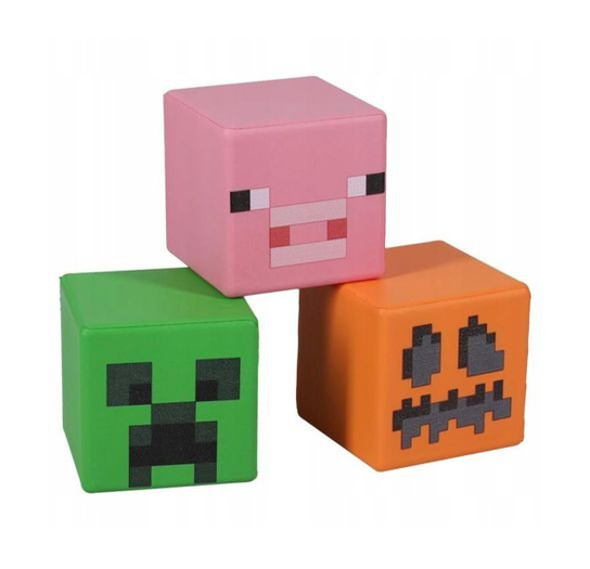 Gniotek antystresowy Minecraft kostka antystresowa zabawka sensoryczna 6 cm Minecraft