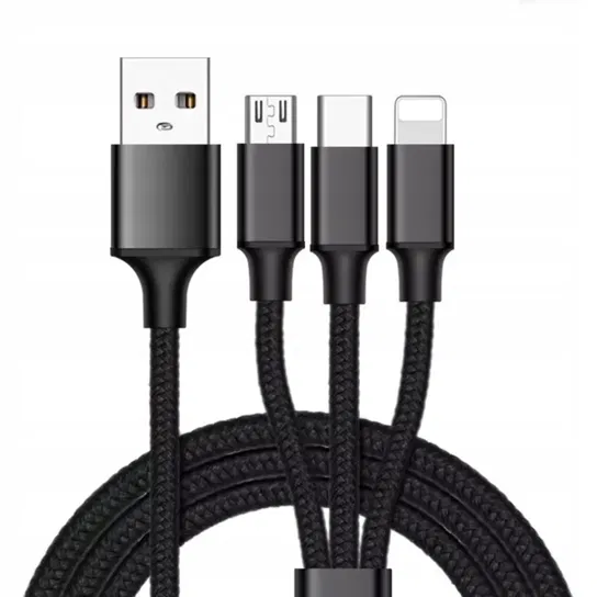 Kabel 3W1 Do Lightning, Type C, Mini Usb - Iphone Lewer