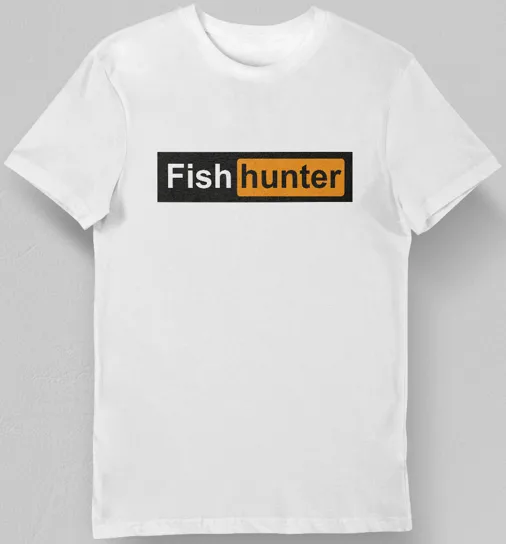 Koszulka ryby fish hunter biała L KozakNadruki