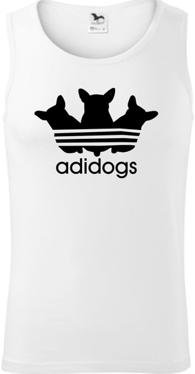 Męski Tank Top - Adidogs Biały M ESTAMPADO
