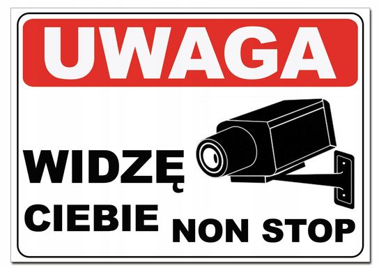 Non Z naklejka szyba auto widzę ciebie non stop kamera prezent monitoring ...