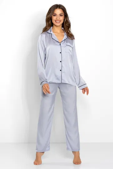 Piżama Classic Look Silver Silver, L Momenti Per Me