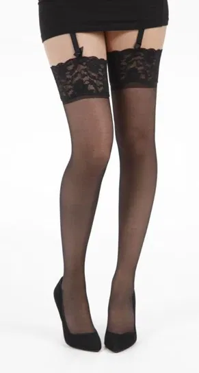 pończochy LACE TOP black Inna marka
