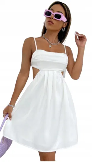 SHEIN SUKIENKA DAMSKA BIAŁA CASUAL BASIC 34 VHM Shein