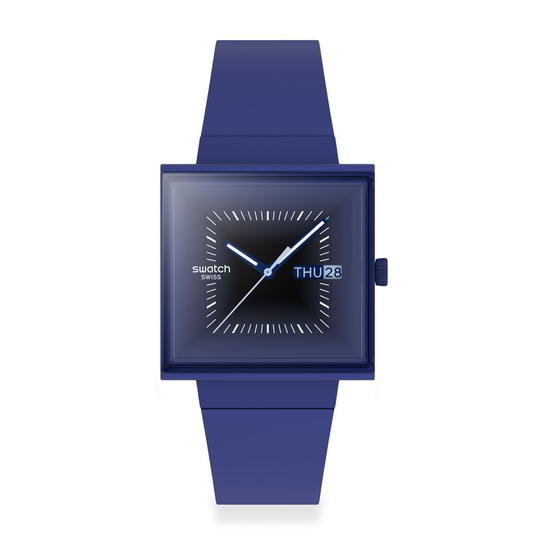 Swatch Squarely Blacklight, niebieski, Niebieski Swatch