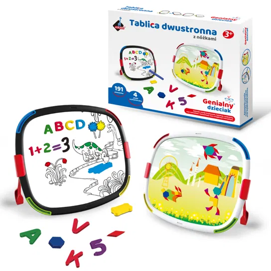 Tablica dwustronna magnetyczna z akcesoriami Genialny dzieciak