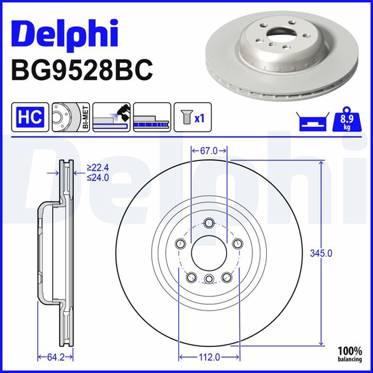 Tarcza hamulcowa DELPHI BG9528BC Delphi