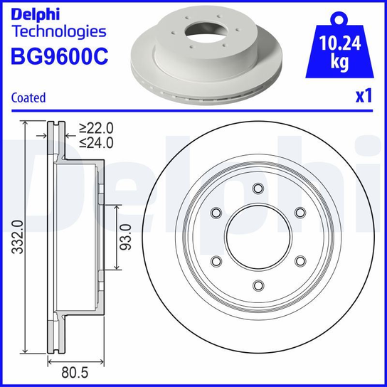 Tarcza hamulcowa DELPHI BG9600C Delphi