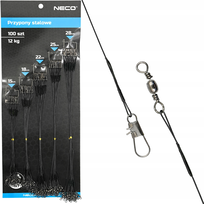 100szt PRZYPONY STALOWE stalki szczupak 12kg 5 rozmiarów 15-28cm czarne Neco