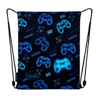 Worek szkolny dla chłopca Astrabag Go Playing Gaming czarno - niebieski