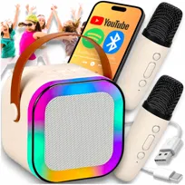 2× MIKROFON GŁOŚNIK BEZPRZEWODOWY ZESTAW KARAOKE BLUETOOTH RGB DLA DZIECI
