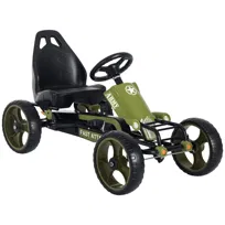 HOMCOM Gokart Samochód na pedały z hamulcem ręcznym Pojazd dla dzieci Kettcar Pojazd na pedały z regulowanym siedzeniem od 3 lat Zielony 105 x 54 x 61 cm