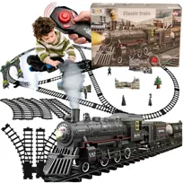 DUŻA KOLEJKA ELEKTRYCZNA Lokomotywa Dymiąca WAGONY Mega TOR 9 m XXL + PILOT Sterowana Pilotem Classic Train - Klasyczna Kolejka na prezent dla dzieci
