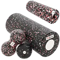 Zestaw do masażu 5w1 Crossfit wałek piłka roller EPP - red