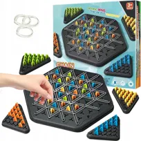TRIGGLE GRA W TRÓJKĄTY STRATEGICZNA GUMKI RECEPTURKI 3D TRIANGLE CHESS, gra planszowa, 4M