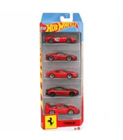 Hot Wheels Ferrari, Samochody 5 - pak, dla dzieci 3+, fanów i kolekcjonerów JLN12