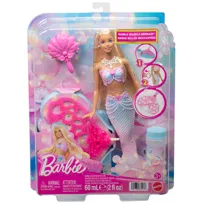 Barbie Bąbelkowa syrenka Magiczne bańki, Lalka i akcesoria, w tym płyn do baniek, dla dzieci 3+ JLW56