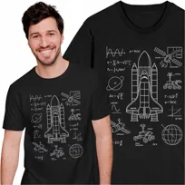 Koszulka Męska z Nadrukiem Blueprint Space Rakieta Kosmiczna NASA SpaceX