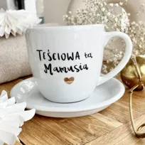 Kubek Teściowa też Mamusia ZŁOTE SERCE Kubek prezent dla teściowej na Święta mamy prezent na dzień matki teściowej