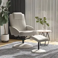 HOMCOM fotel relaksacyjny z podnóżkiem, obrotowy 360° fotel telewizyjny z funkcją leżanki, fotel TV, ekoskóra, fotel do czytania do salonu i sypialni, szary