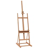 Sztaluga studyjna Vinsetto z ramą, regulowana wysokość i kąt nachylenia, z schowkiem, drewno bukowe, naturalne, 53 x 50,5 x 171-230 cm