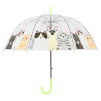 Parasol transparentny z motywem kotków średnica 86,5 cm lekki wytrzymały na deszcz Esschert Design