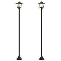 vidaXL Zestaw Lamp Post with LED Bulb 2 szt. Czarny 16 x 16 x 156 cm