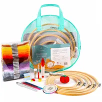 Zestaw do wyszywania haftowania DIY z etui 100 mulin nici tamborki igły do haftu